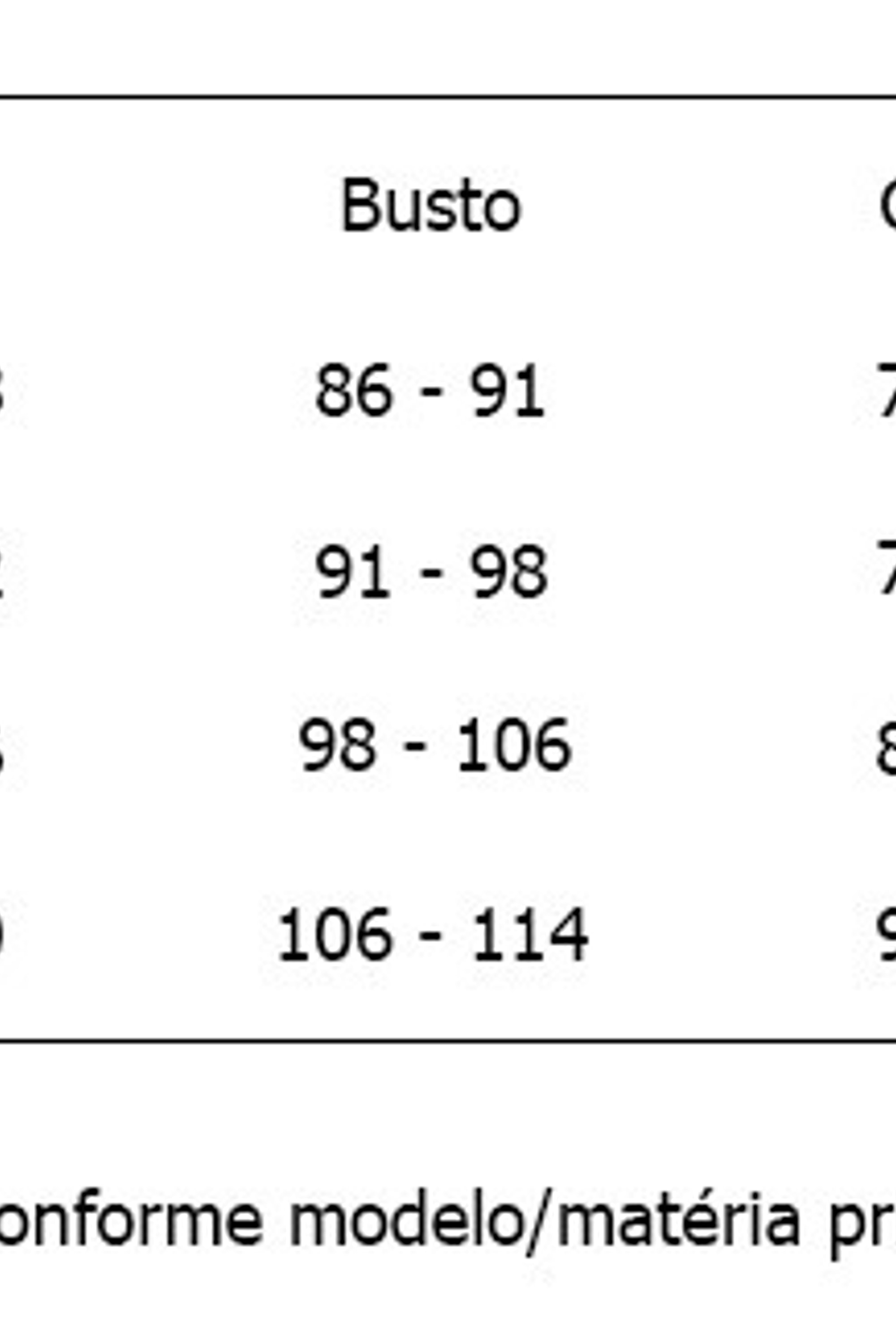 Tabela de Medidas Wool Line